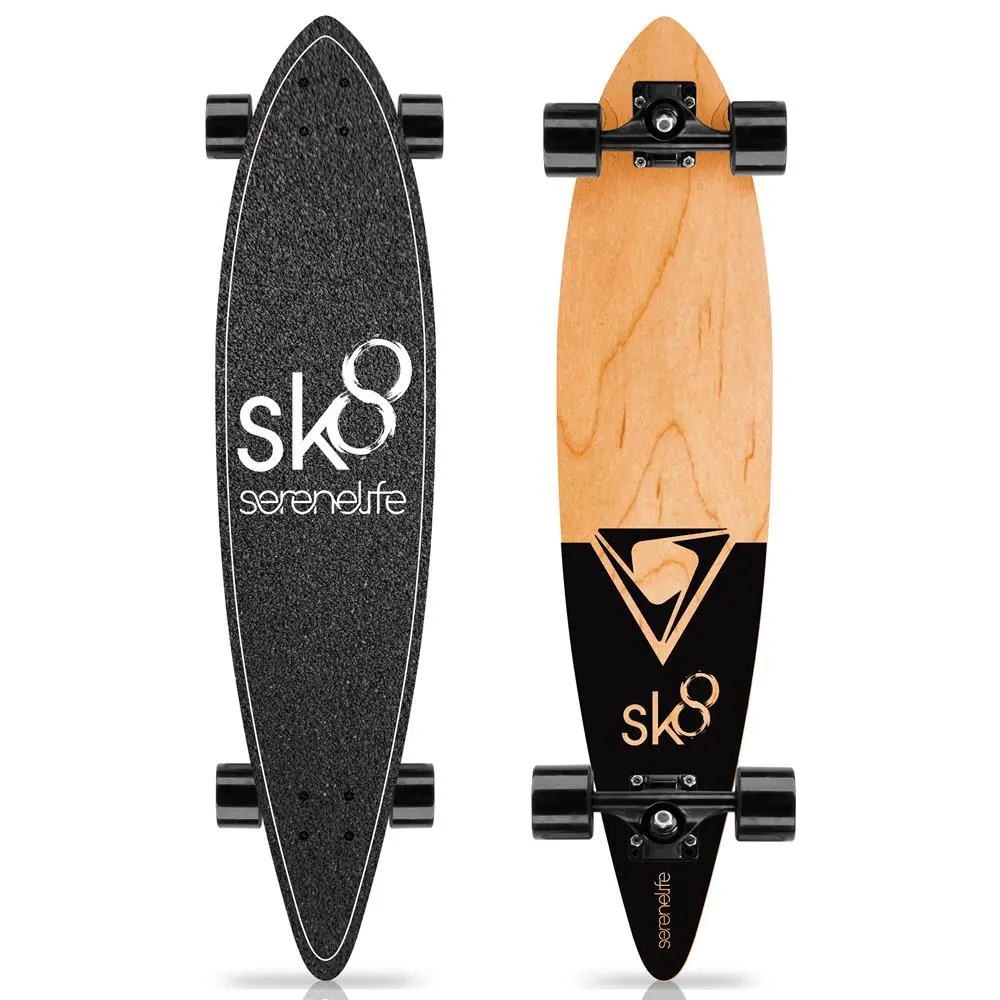 44-Inch Complete Longboard Skateboard | 8-Ply Canadian Maple with Non-Slip Deck and 70mm PU Wheels - Cruiser Skate Board for Beginners & Intermediate Riders, Beginner Complete Skateboard, Cruiserboard