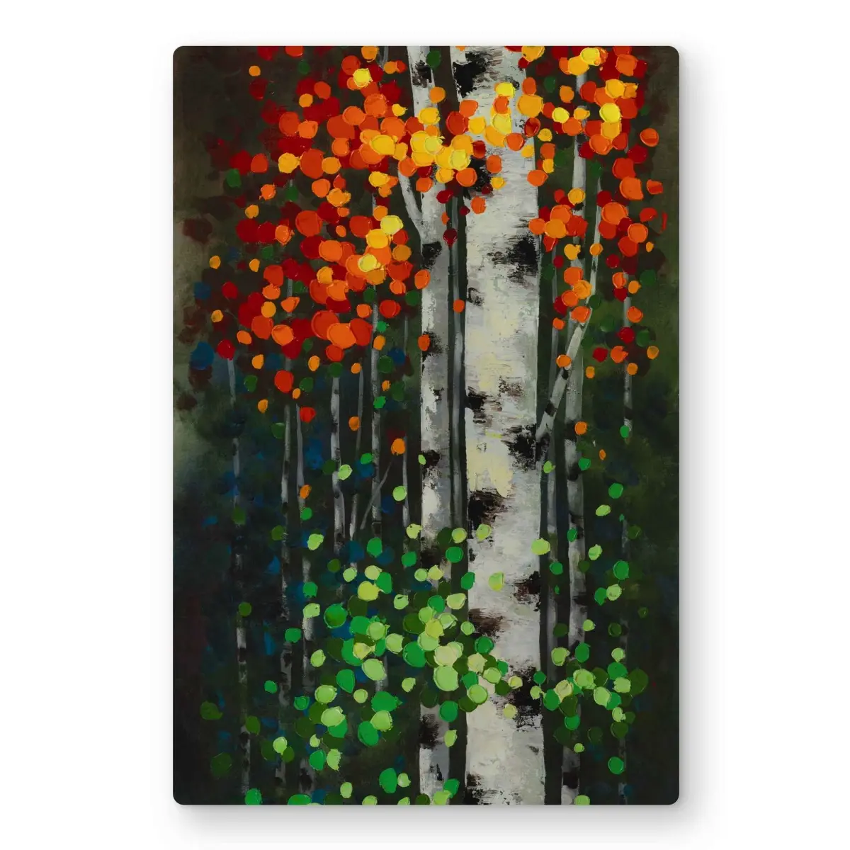 Begin Home Decor C1MP1218MAC0K9 12 x 18 in. Birch with Two-Tone Leaves Wall Art - Bedroom Landscapes Metal Print
