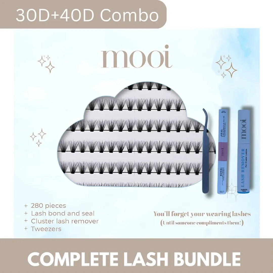 Mooi Lashes, DIY Lashes,  Eyelashes Extensions, waterproof eyelashes, Lash Clusters, luxury lashes, durable eyelashes, beginner friendly lashes, lash bond and seal, lightweight lashes,  Cosmetic, 30D+40D, Lash extensions, Lash Map Eyelash Extension