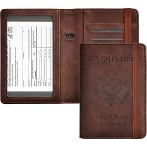 Passport and Vaccine Card Holder Combo,Cover Case with CDC Vaccination Card Slot, Leather Travel Documents Organizer Protector, with RFID Blocking, for Women and Men