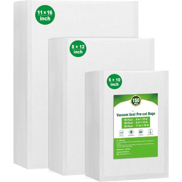 [New Deal] Vacuum Sealer Bags, 150 Gallon 11" x 16" and Quart 8" x 12" and Pint 6" x 10" Commercial Grade PreCut Bag, BPA Free Food Vac Bags for Storage, Meal Prep or Sous Vide, Vacuum Sealing, Bulk Pack