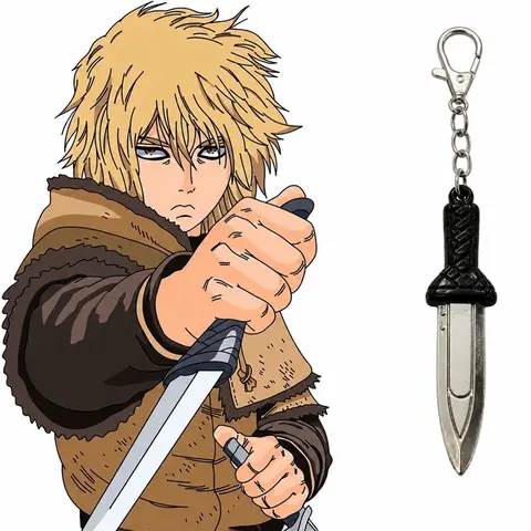 Thorfinn Vinland Saga Dagger-Form Metal Keychain - Scratch-Proof Zinc Alloy Gift Keychain, Mini Polished Anime Fashion Accessory, 1-Piece Collector Item for Everyday Wear, Metal Keychains