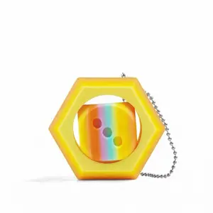 Stress Relief Sensory  Dice Keychain - 3D Printed Hexagon Spiral Design with Auditory Tactile Feedback, Tap-to-Pay Magic Wand for ADHD Focus, Portable Gift for Kids Teens Adults Office Fidget Pop Heart Set