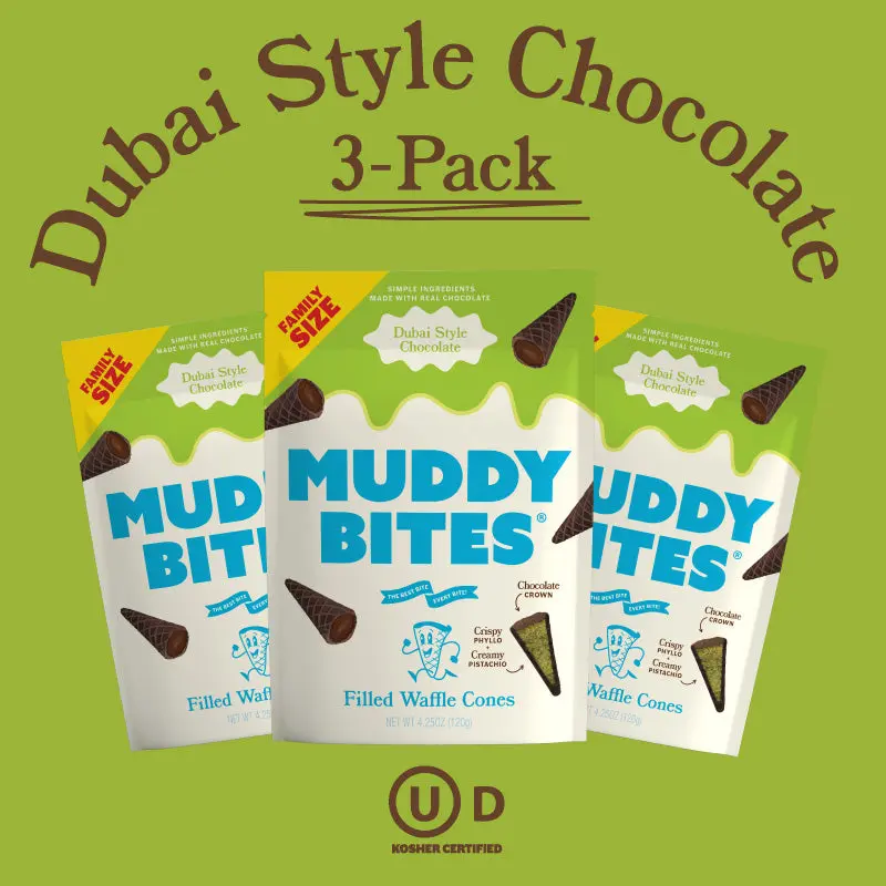 MUDDY BITES 3-PACK: Dubai Style Chocolate - 4.25oz MUDDY BITES 3-PACK: Dubai Style Chocolate - 4.25oz