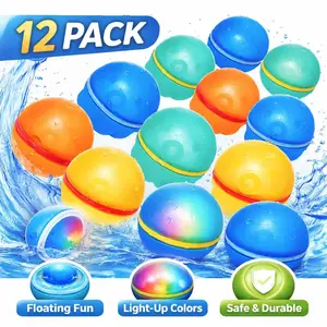 Reusable Magnetic Water Balloons 12 Pack – Silicone Self-Sealing Water Balls, Quick Fill Splash Toys, Leakproof Eco-Friendly Summer Pool Toys for Kids & Adults Outdoor Beach Fun