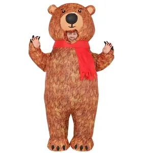 Inflatable Bear Costume for Adults Simulated Skin Air Blow up Funny Fancy Costume Inflatable For Men Women 72"