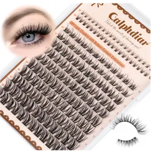 calphdiar Wispy Cluster Eyelash Extensions with Bottom Lash Clusters Natural C Curl Eyelash Clusters 10-16mm Individual Lashes 160pcs DIY Lash Extension at Home