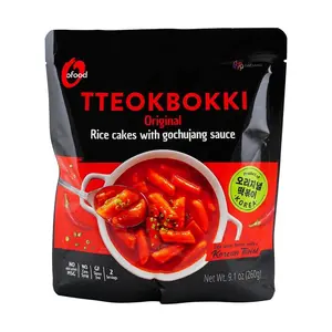 O'Food Korean Tteokbokki Stir-Fry Rice Cakes - Authentic Spicy Gochujang Flavor, 2 Servings (260g) - Ready to Cook with Sauce Packet