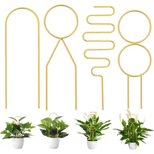 4 count Small Metal Trellis for Potted , Trellis for Climbing  Indoor,Small Trellis for Potted  Support Stake House  Trellis for Garden Potted ,Hoya,Pothos,Flower
