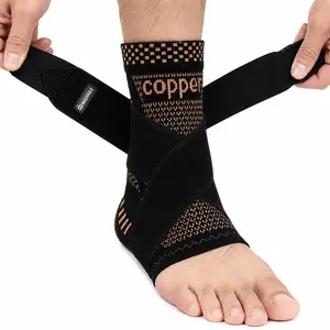 Copper ion Infused Foot & Ankle Compression Sleeve, Pain Relief  for Sprain, Heel Ache and Tendonitis plantar fasciitis sport support brace