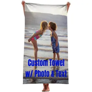 Custom Personalized Beach Towel with Photos and Text, Fully Customizable with Your Pictures and Message, Super Soft Silk Touch, Velour Beach Towel, 30" x 60", 1-Sided Printing