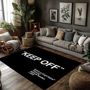 Streetwear Keep Off Letter Pattern Crystal Velvet Decorative Area Rug Black White Non‑Slip Fashion Living Room Rug#KeepOffRug #StreetwearRug #FashionHomeDecor #BlackWhiteLetterCarpet #CrystalVelvetRug