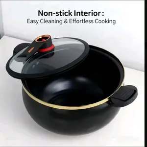 German Enamel Pot - Enamel Ceramic Non-Stick Soup & Stew Pot with Dual Ear Lid, Heavy-Duty Multifunctional Cooker Suitable for /Olectric/Induction Stoves, Easy-Clean Durable for Use