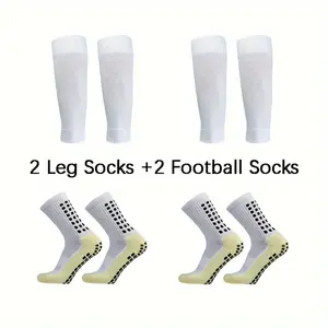 Men’s Soccer & Football Gear Set – 2/4/6/8 Pairs Non-Slip Grip Socks with Knee Pads, Calf Sleeves & Leg Warmers for Training & Matches