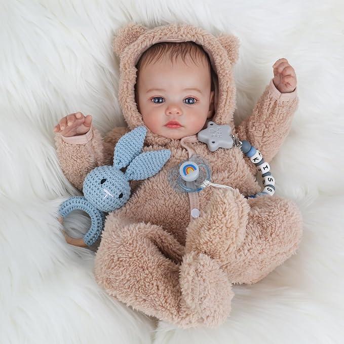 [WOOROY] Reborn Baby Doll - 18 In Realistic Baby Doll Lifelike Baby Boy Real Life Baby Doll with Soft Vinyl Body can Swimming with Accessories, Perfect Birthday & Christmas Gifts for Kids 3+