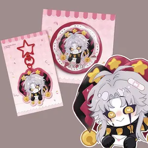 Pierrot Freak Circus Pierrot keychain& pin Creepy Cute Alt Circuscore Collectible | Gothic Kawaii Handmade