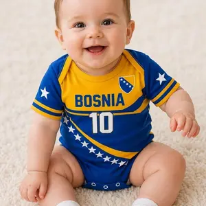 Custom Bosnia Baby Bodysuit, Personalized Name Number Soccer Baby Outfit, Bosnia Football Jersey Babysuit , Newborn Fan Gift Bodysuit Z41 I9P