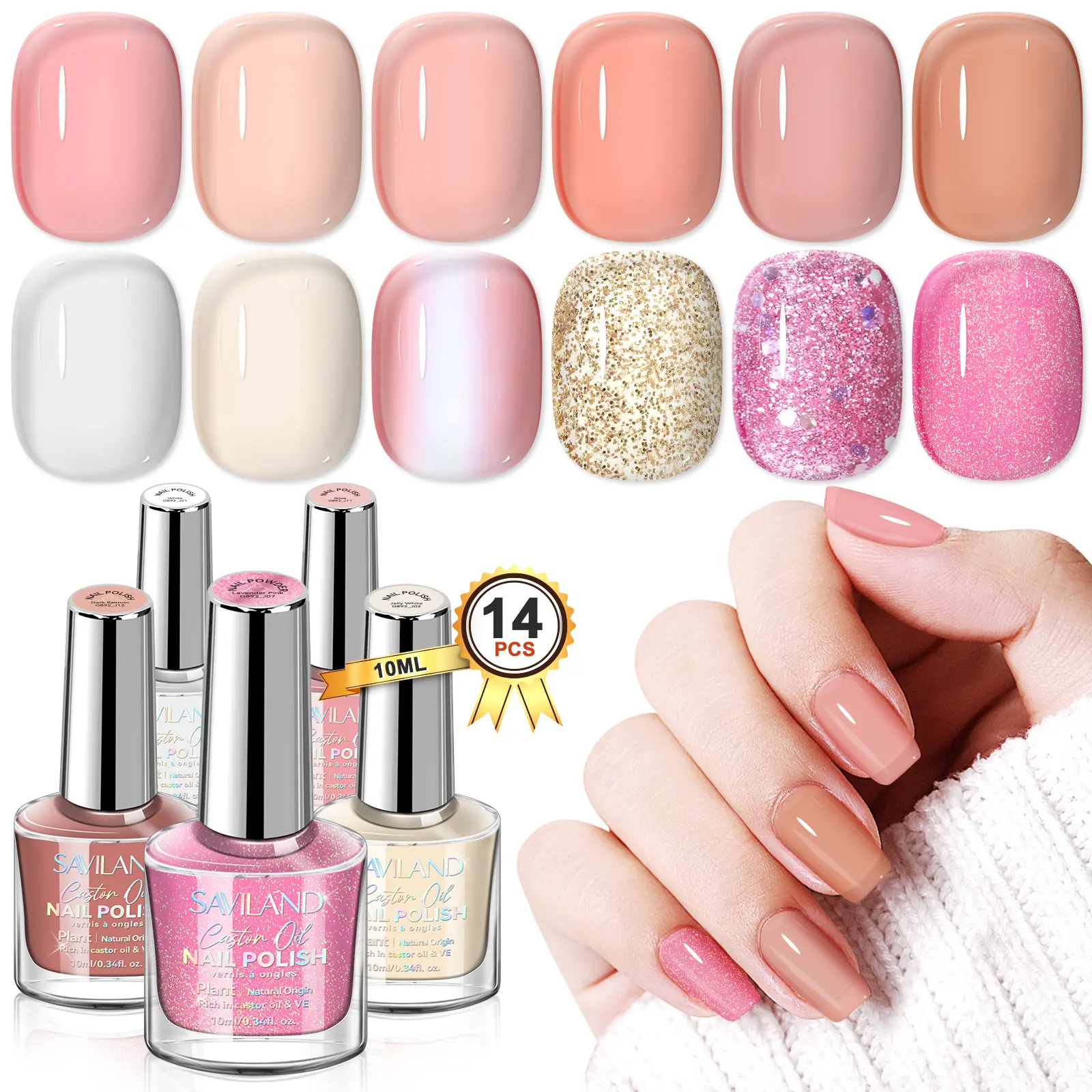 12 Colors Pastel Glitter Nail Polish Set