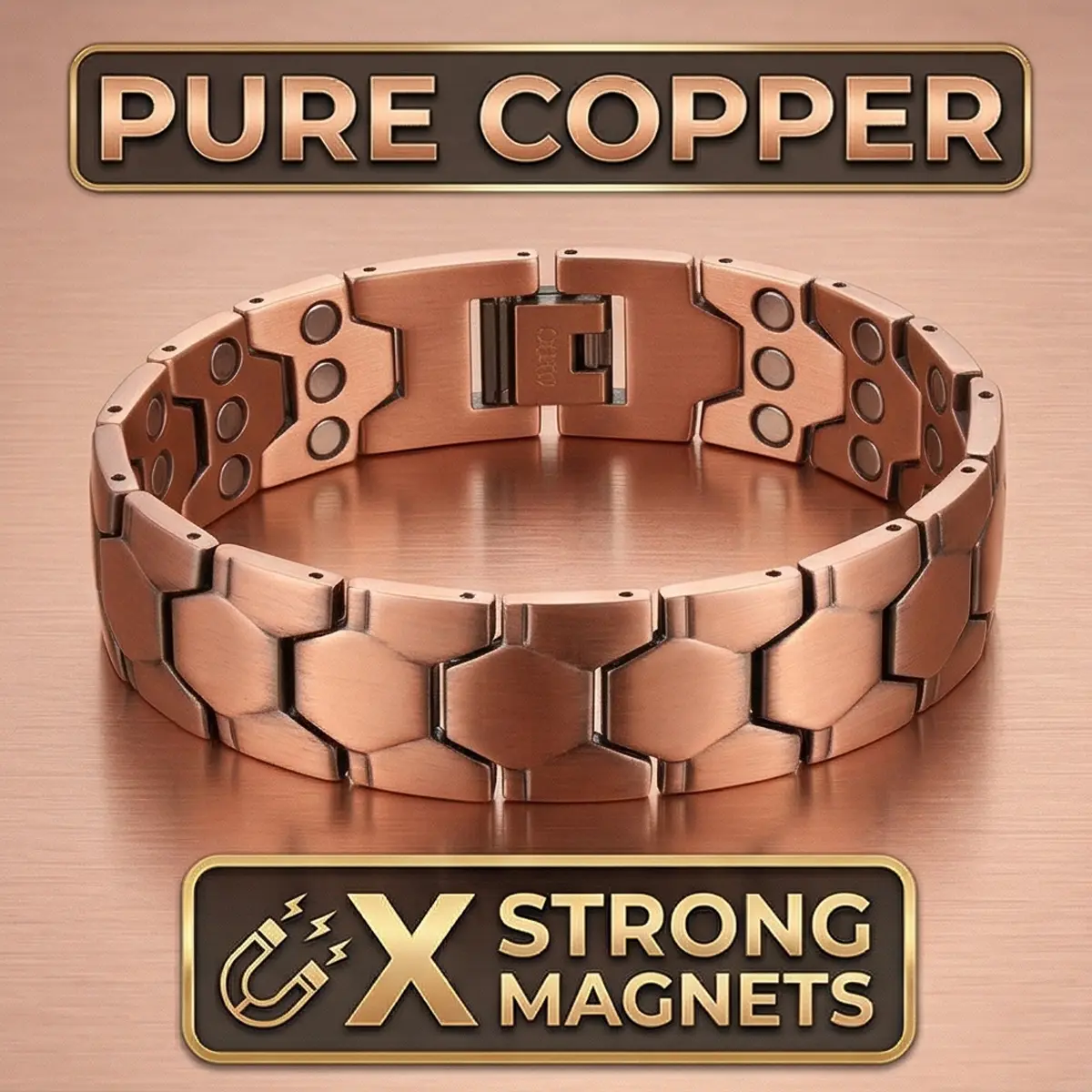 99.9% Pure Copper Bracelet for Men, Magnetic Cross Bracelets for Men with 3500 Gauss Magnets, Mens Pure Copper Bracelet