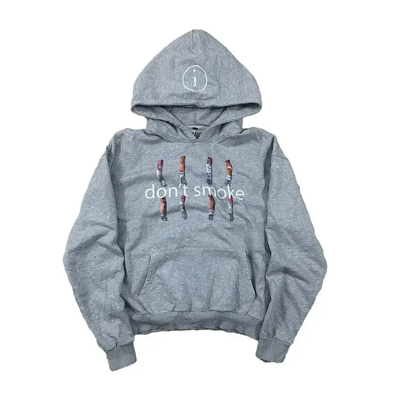 Y2K Gray Zip Hoodie Top Rank President Print