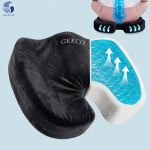 GEECO Cooling Gel Memory Foam Seat Cushion for Office Chair & Car Seat, Ergonomic U-Shaped Coccyx Pillow, Cooling Pressure Relief Chair Pad for Long Sitting