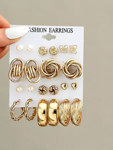 22pcs Vintage Metal Earring Set, Elegant Luxurious Mix, Statement & Stud Combo, Women's Daily Wear & Party Jewelry Collection