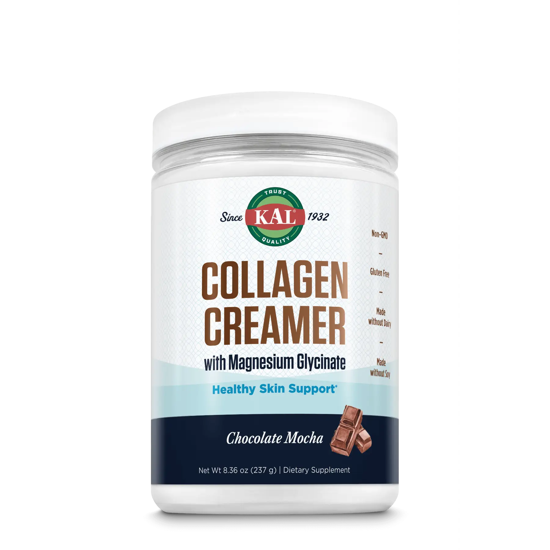Kal Collagen Creamer - Chocolate with Chocolate Flavor and Smooth Texture Healthcare Edible Supplement Fitness Dietary Natural Healthy Optimum