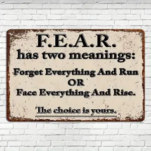 1pc Fear Explanation Philosophical Style 8×12 Inch Aluminum Sign for Thoughtful Decor Lovers