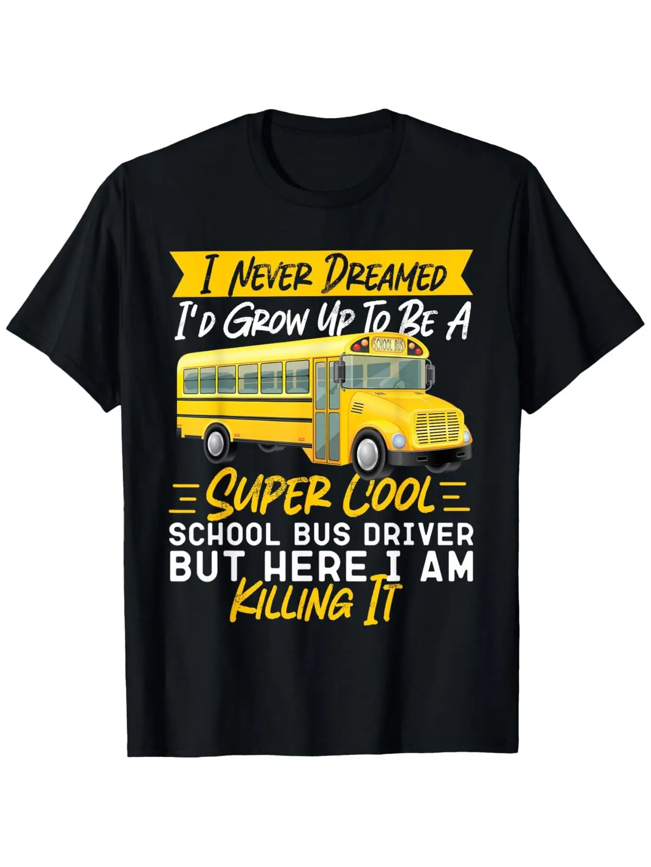 Funny School Bus Driver T-Shirt with "Super Cool Driver" Slogan & Bus Graphic -  Cotton Comfort Fit Unisex Adult Casual Tee Slightly Elastic Short Sleeve Shirt for Men & Women (Sizes S-XXXL) - Humorous Work Apparel Gift
