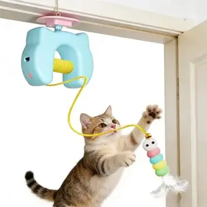 Electric Cat Toy with 2 Ropes Auto Swing Feather Toy Interactive Kitten Toy For Self Playing Caterpillar Interactive Cat Toys