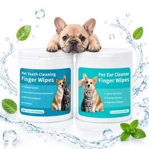 Pet Dental & Ear Cleaning Finger Wipes Set for Dogs and Cats, Disposable Finger Cots for Teeth Cleaning, Ear Care, Plaque Removal, Bad Breath Care, Puppy Kitten Grooming Supplies outdoorfun