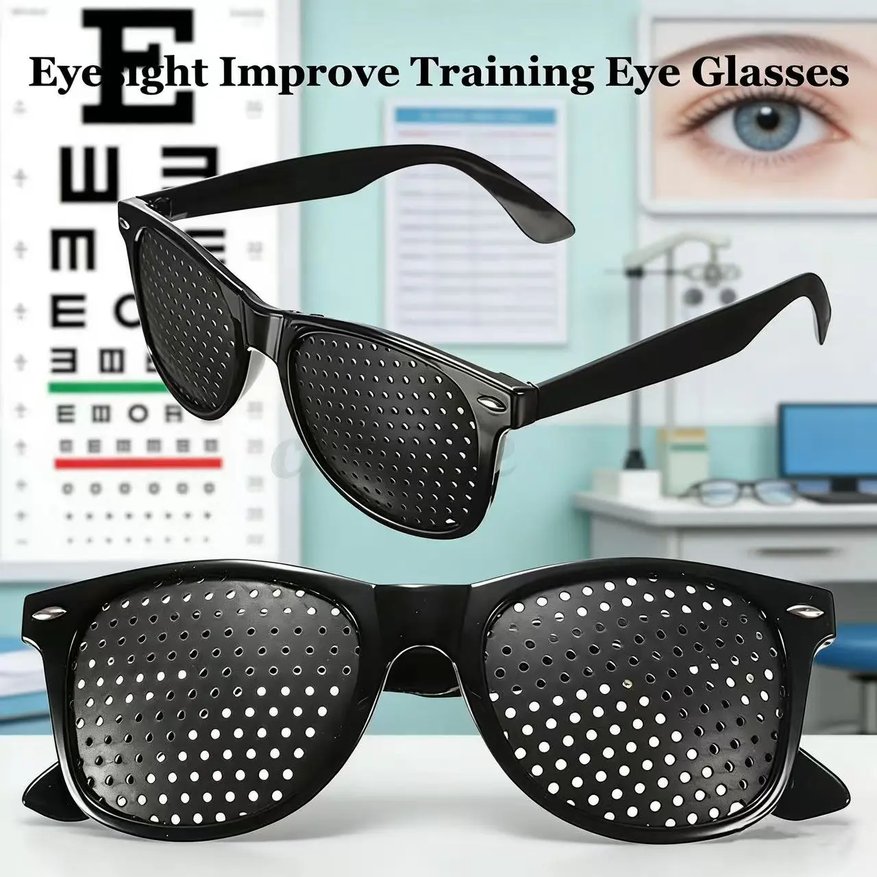 Pinhole Glasses for Vision Training and Eye Fatigue Relief, Stylish Unisex Eyewear for Myopia and Astigmatism Correction, Lightweight Plastic Frame, Stylish Protective Glasses, Myopia & Astigmatism Correction, Pinhole Design