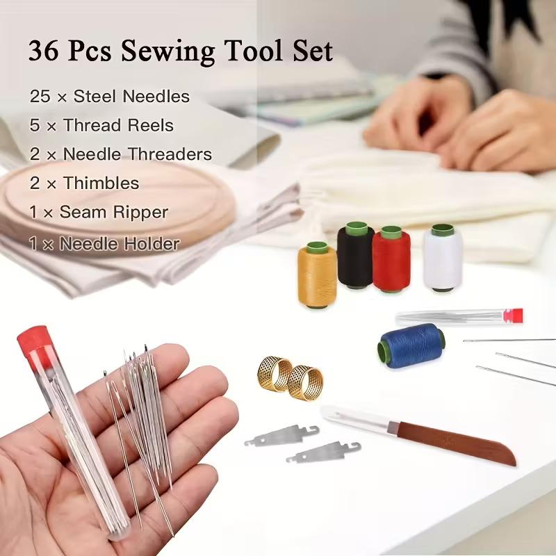 36-piece large-eye steel needle set, slender hand-sewing needle set, suitable for DIY sewing projects, home living room, bedroom, carpet, bedding hand-sewing needles big Repair