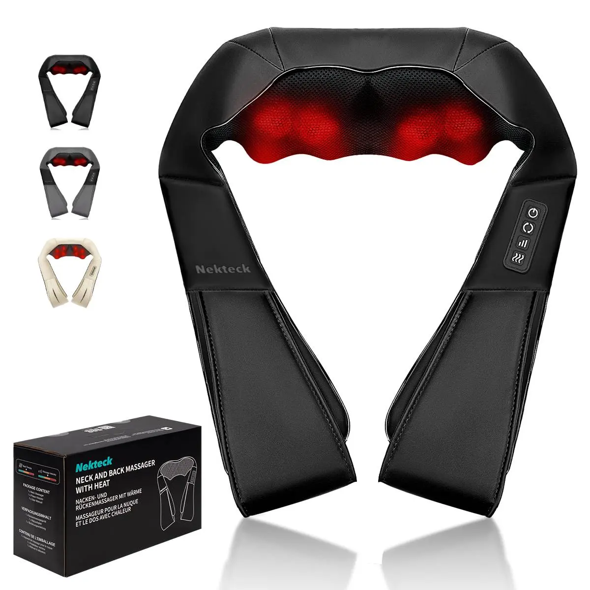 Shiatsu Neck and Back Massager with Soothing Heat, Ergonomic