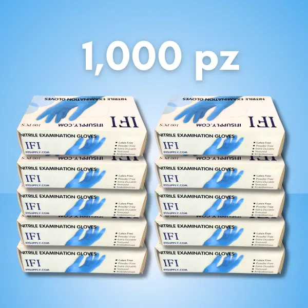 1000 PCS - IFI Blue Nitrile Examination Gloves - House Cleaning, Office, Janitorial, Chemical Resistant, Industrial use