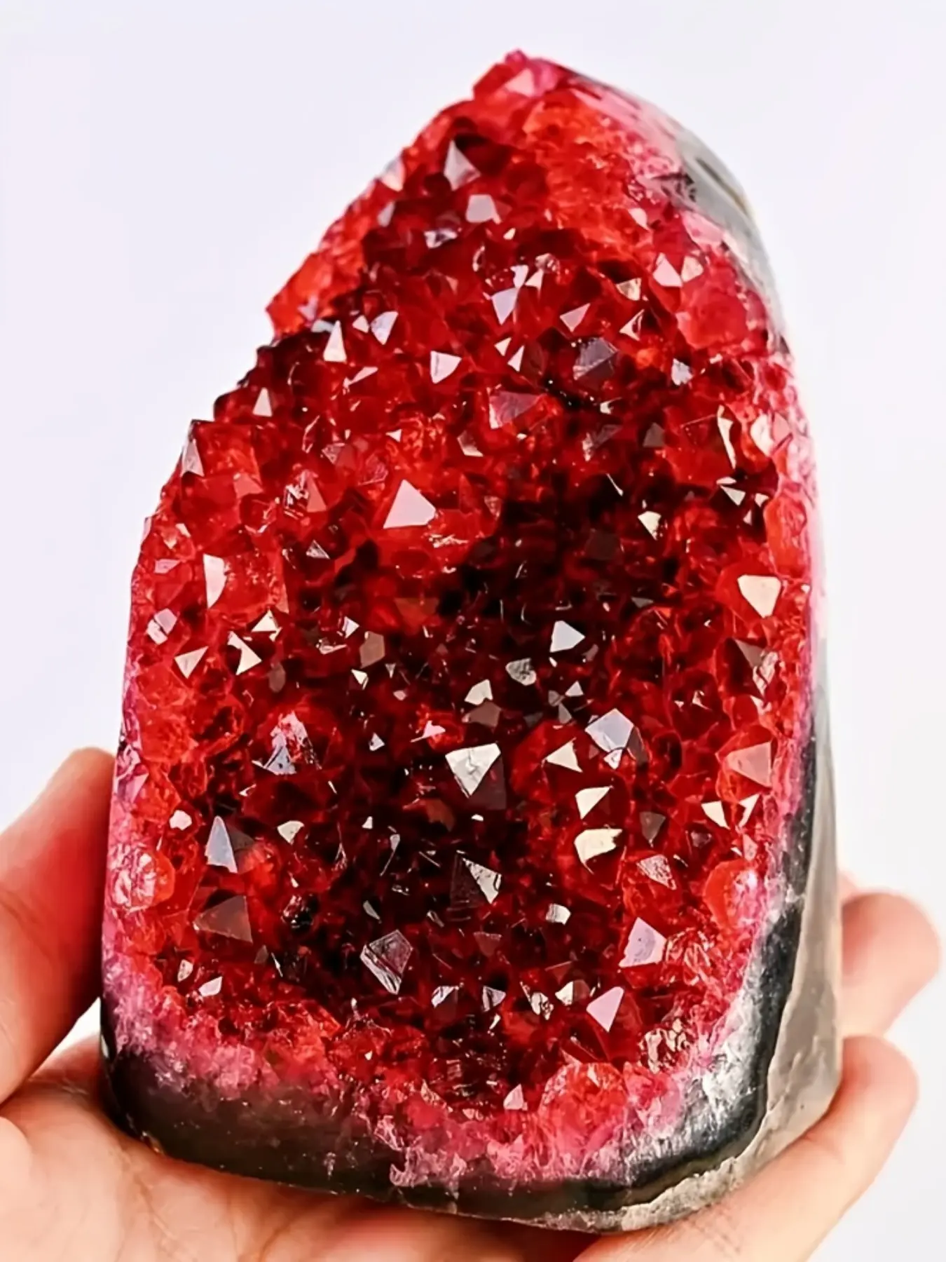 1pc Rare Red Geode Cut Base Cluster - High-Quality Natural Stone with ...