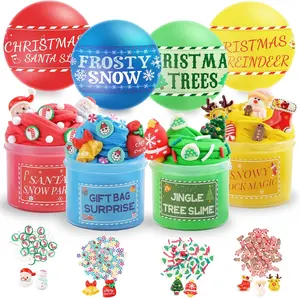 Easter Gift Stocking Stuffers for Kids – 4 Pack Christmas Slime Balls, Classroom Party Favors Slime Kit, Xmas Gifts for Girls & Boys 4 5 6 7 8 9 10 Year Old, Non-Sticky, Mess-Free Stress Relief Toys