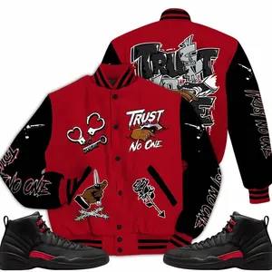 Bloodline 12s Outfit Varsity Jacket, Trust No One Graphic Sneaker Color Match Shirts