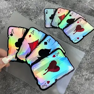 2 Pack PVC Reflective Laser Playing Cards Motorcycle Helmet Stickers Waterproof Vinyl Decals for Tank Bumpers Trunks Windows