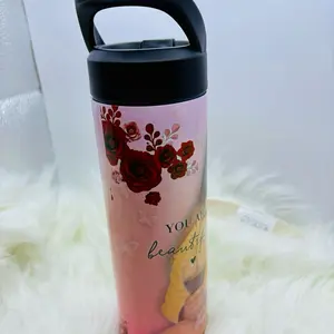 Personalized Tumbler 20 oz with Floral Design and Inspirational Quote 'You Are Beautiful'