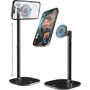 MagStand, Adjustable Magnetic iPhone Stand for Desk & Phone Holder for Video Recording, Compatible with MagSafe, Stand for iPhone 17 Pro Max, 16/15/14/13/12, Small Mag Safe Tripod (Black)