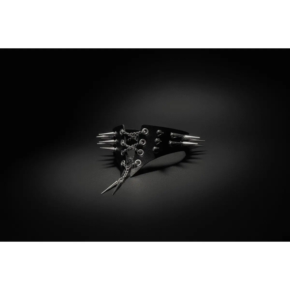 Black Leather Spiked Choker – Gothic Punk Collar