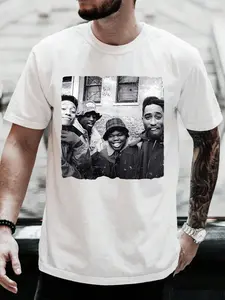 Men's Retro Cartoon Character Round Neck T-Shirt 90s Movie Fans Casual T-Shirt 180g
