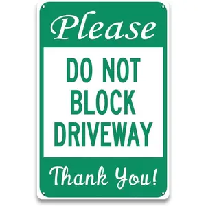Do Not Block Driveway Sign - 8 x 12 inch Metal Aaluminum Sign, No Parking Signs for Home Gate, Garage, Yard, Outdoor and Front Door, UV Protected & Weatherproof, White/Blue (1pcs)