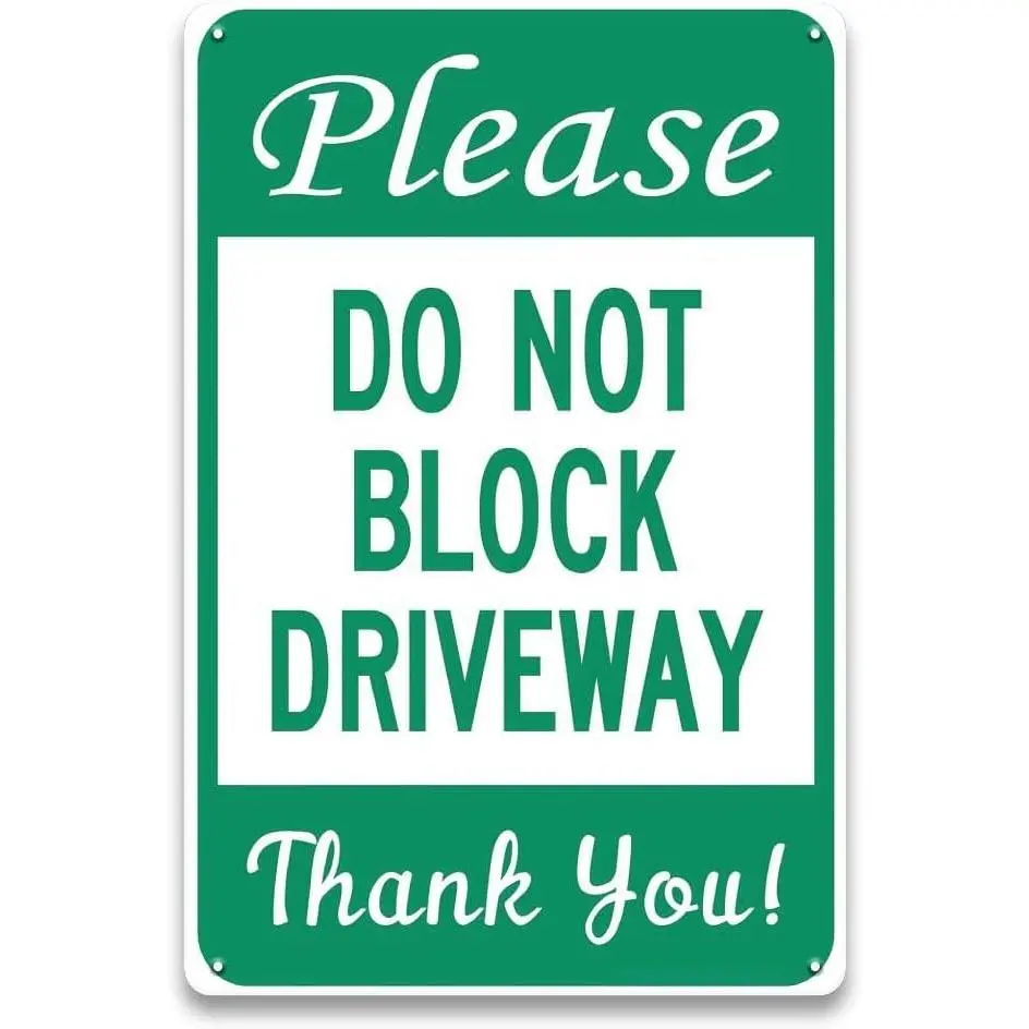 Do Not Block Driveway Sign - 8 x 12 inch Metal Aaluminum Sign, No Parking Signs for Home Gate, Garage, Yard, Outdoor and Front Door, UV Protected & Weatherproof, White/Blue (1pcs)
