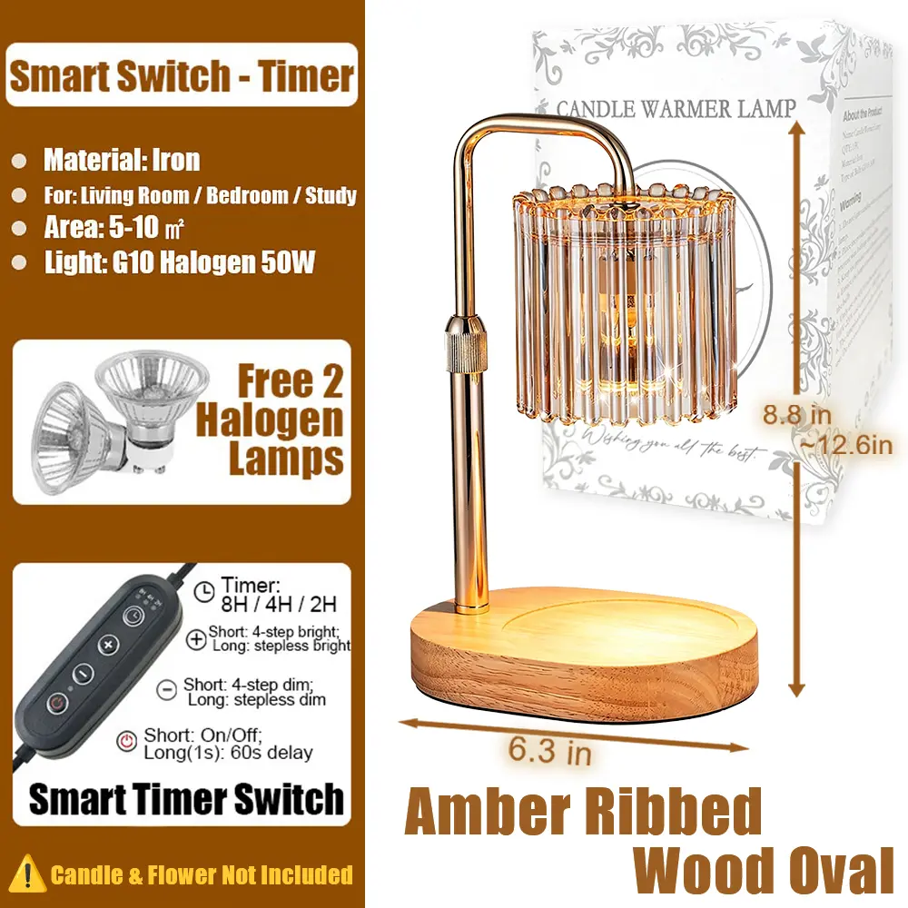 Amber Ribbed Wood Oval
