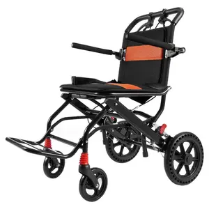 Wheelchair, Aluminum Alloy Ultra-Lightweight Transport Chair for Adults, Foldable Wheelchair with Flip-Back Desk-Length Arms, Self-locking Brake, 18-Inch Wide Seat, 220lbs Weight Capacity