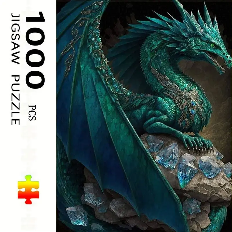 1000 Piece Dragon Theme Puzzle, Themed Puzzle, Large Adult Family Interactive Toy, DIY Home Decor Brain Challenge, Holiday Scene, Perfect Gift