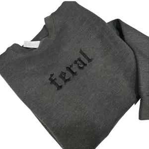 Feral Embroidered Crewneck Unisex Sweatshirt Casual Clothing Embroidery Long Sleeves