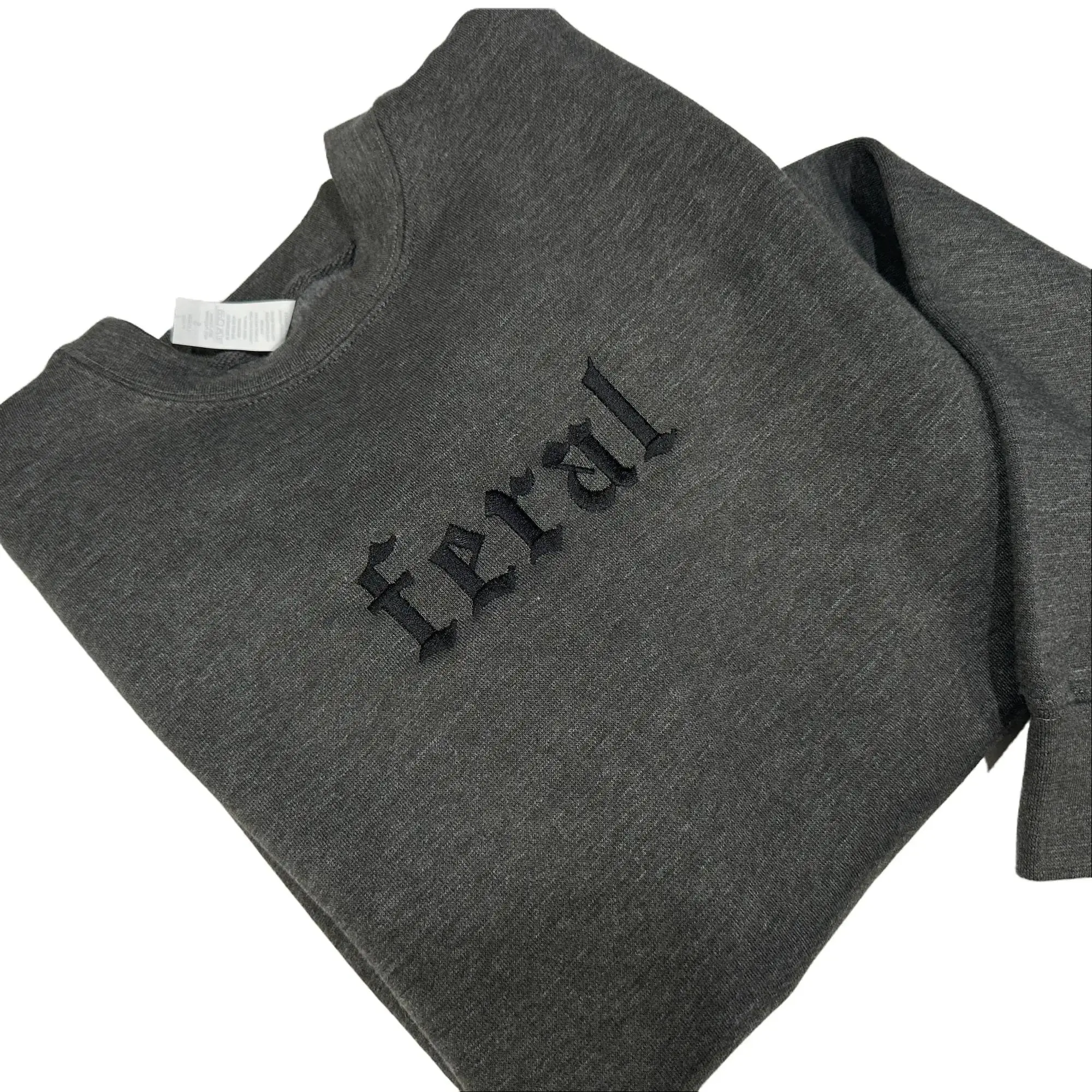 Feral Embroidered Crewneck Unisex Sweatshirt Casual Clothing Embroidery Long Sleeves